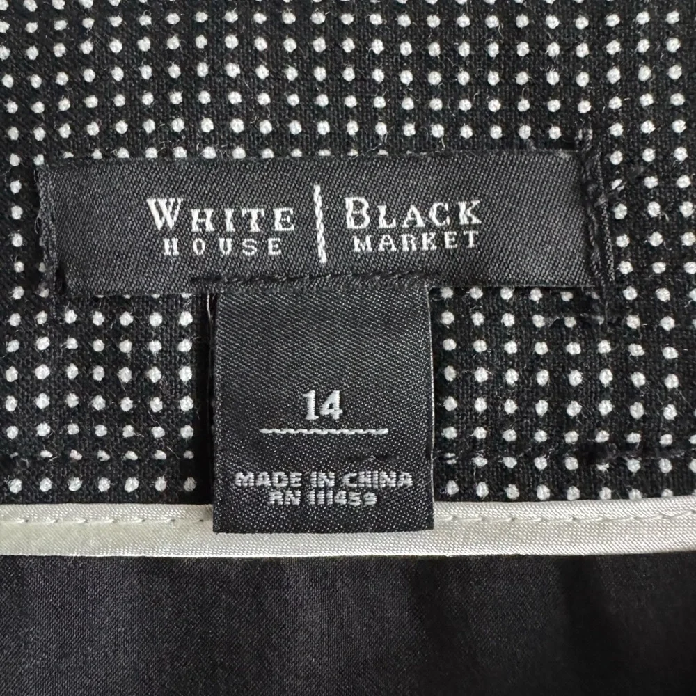 White House Black Market Peplum Pencil Skirt Workwear Office Black White Size 14